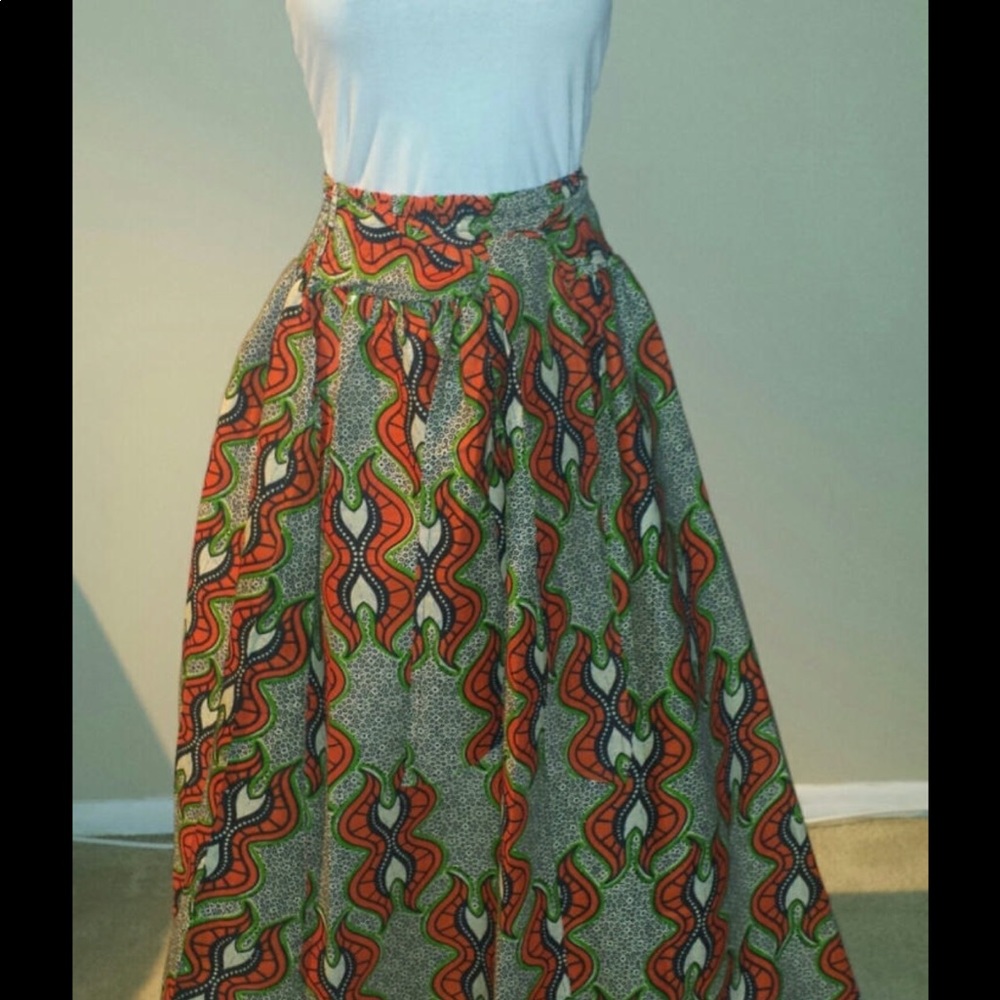 African Print Pocket Maxi Skirt
